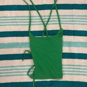 Green Ribbed Women's Top